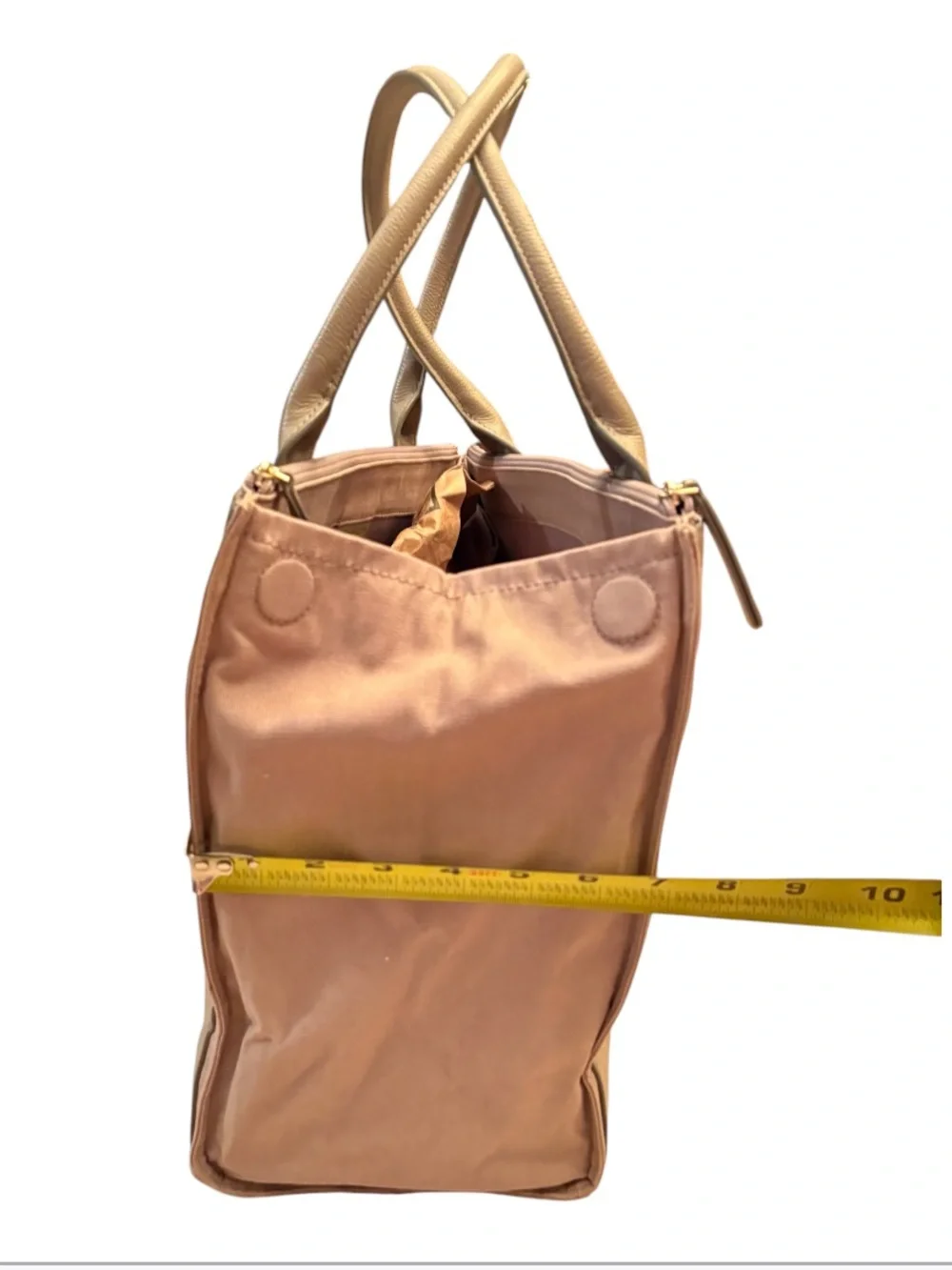 Tory Burch Ella Tan Pebbled Leather and Canvas Tote